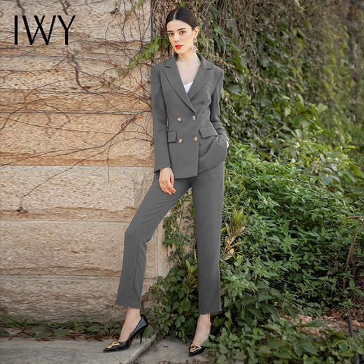 IWY/灰色加厚职业装西装正装女职业套装英伦风西服外套面试工装女 CP1344-E 商品图2