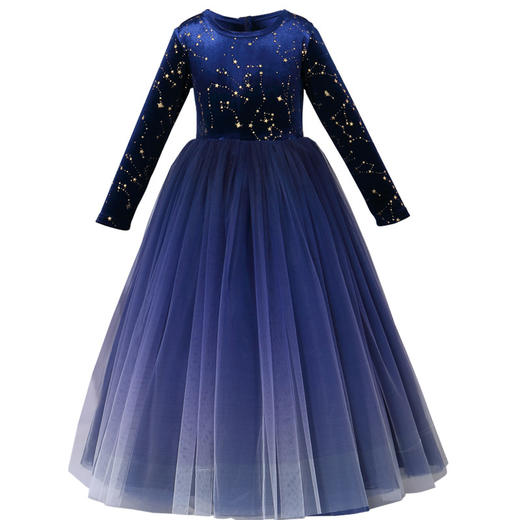 女童圣诞节演出服走秀晚礼服花童星空裙    XWN-8829 商品图4