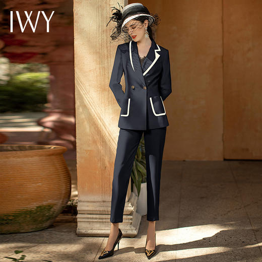 IWY/藏青色高端职业西装套装女神范气质设计感西服通勤商务正装	CP1325-L 商品图2
