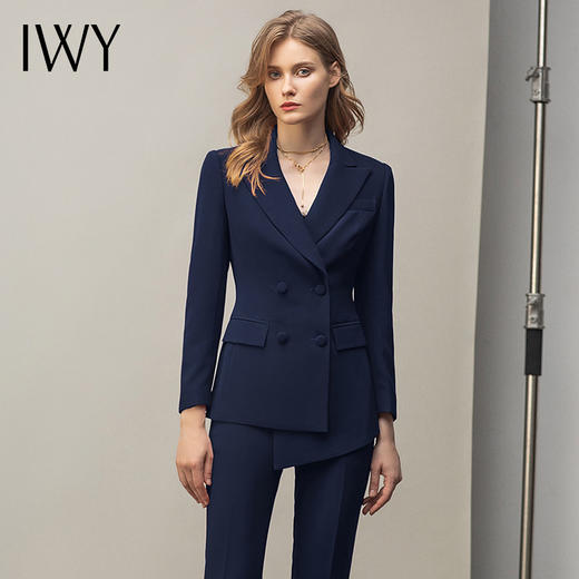 IWY/藏青色干练气质套装经典西装套裤女总裁职业装面试售楼部正装 CP11358藏青 商品图1