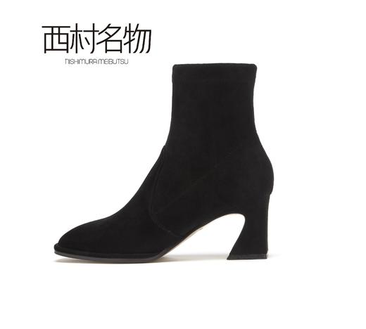 西村名物牛皮马丁靴中跟绑带短靴圆头皮鞋女X20DS40501 商品图2