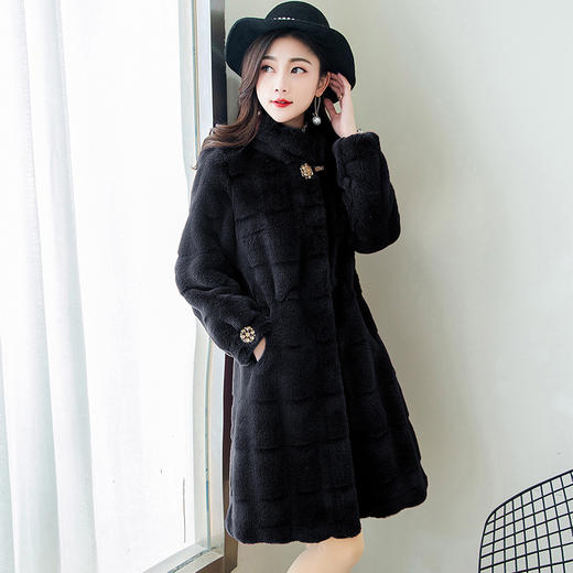 MZX-冬季加厚皮毛一体外套中长款水貂绒呢子皮大衣女 商品图3