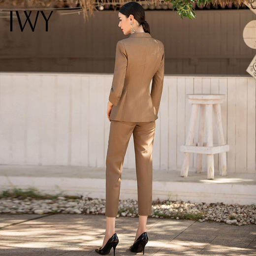 IWY/咖色西装套装女双排扣西服外套OL干练职场女装艺考主持人正装	CP1339 商品图2