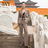 IWY/国潮中国风咖色新中式西装流苏盘扣设计感西装阔腿裤套装女213210C1P2 商品缩略图1