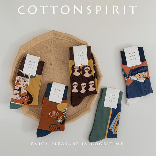 【2双装】文艺范个性袜世界名画艺术潮袜抽象人脸搞怪时尚街头情侣袜男女袜 商品图2