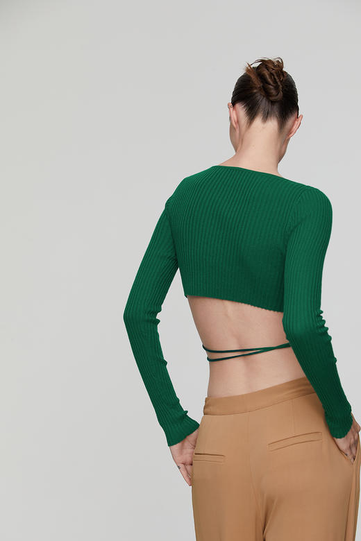 Her Senses｜时装 04-C018-SW ⽺⽑圆领系带⽑⾐  [ 黑 / 嫩黄 / 草绿 / 洋红 ] 商品图7