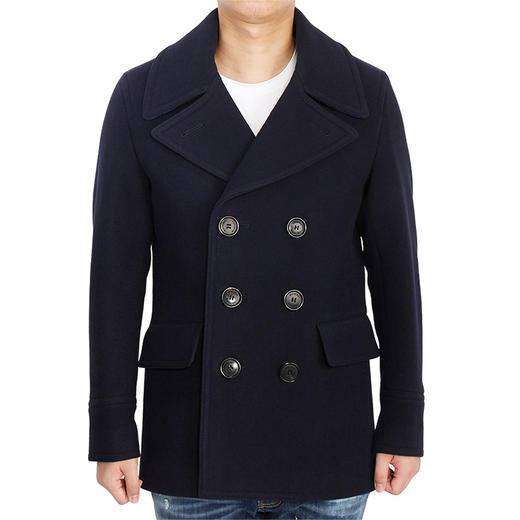 BURBERRY 博柏利 男士羊毛混纺豌豆大衣 藏蓝色 8013336 A1222 商品图0