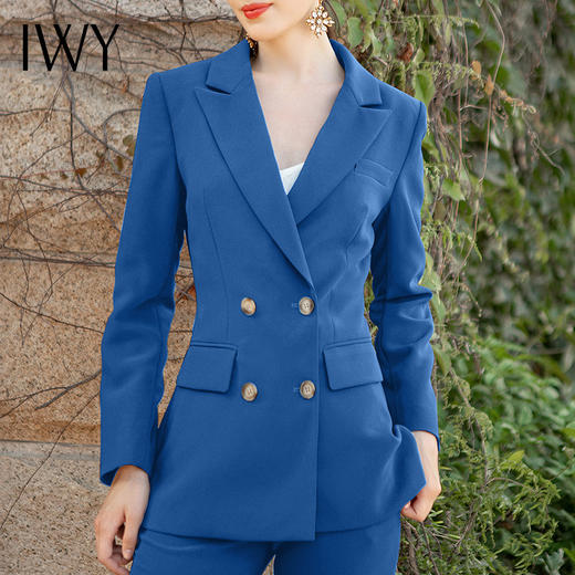 IWY/时尚通勤秋冬西服套装洋气克莱因蓝色主持人西装职业装正装女	CP1344-L 商品图4