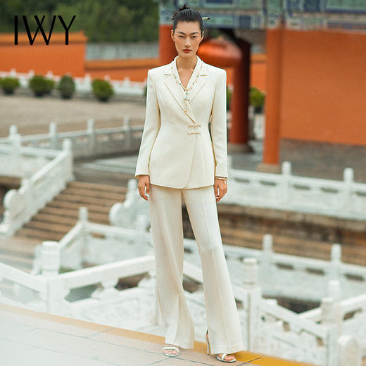 IWY/国风职业时尚西装套装修身复古盘扣中式优雅纯色女213223C1+P2 商品图1