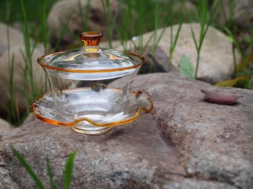 自慢堂原创盖碗 多色新款 荷叶玻璃大盖碗 商品图1