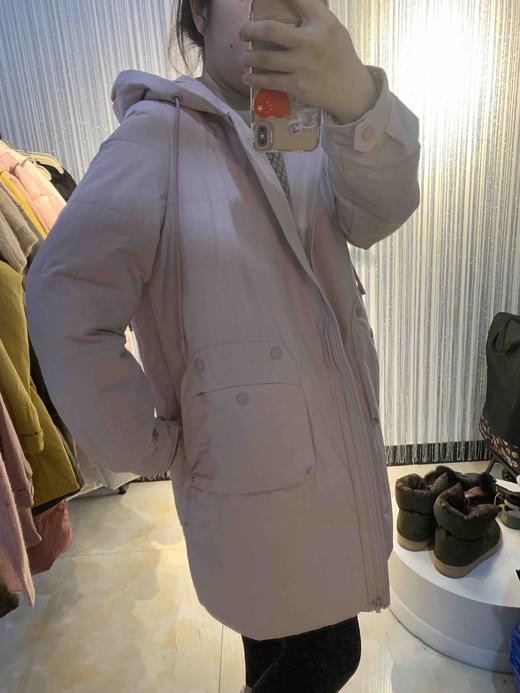水淼2021冬新品超显瘦百搭实用性强连帽显瘦中长款棉服3124 商品图4