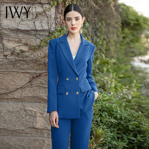 IWY/时尚通勤秋冬西服套装洋气克莱因蓝色主持人西装职业装正装女	CP1344-L 商品图0