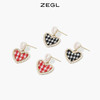 ZEGL棋盘格爱心耳环女设计感小众韩国气质网红耳钉925银针耳饰品 商品缩略图2