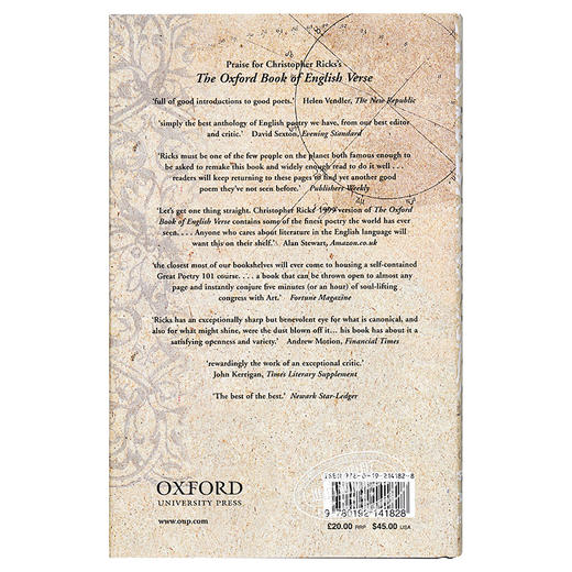 【中商原版】牛津英语诗歌 英文原版 The Oxford book of English verse 英国诗歌 Christopher Ricks 莎士比亚 华兹华斯 商品图1