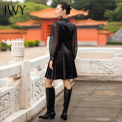 IWY/扶摇国风时尚西装套装黑色连衣裙拼接网纱袖子设计时尚 213230Q1 商品图3