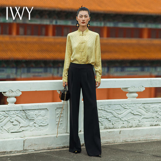 IWY/国风职业时尚西装套装衬衫对襟马褂提花中式柔滑OL213212B1 商品图0