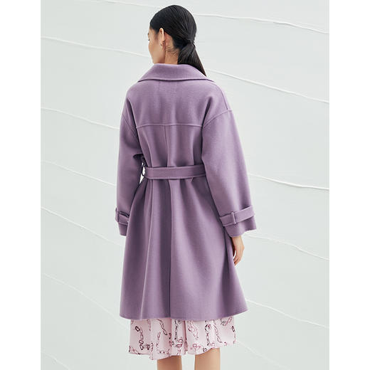 EITIE爱特爱冬季韩版宽松廓形双面呢羊毛大衣女中长款6014715 商品图4