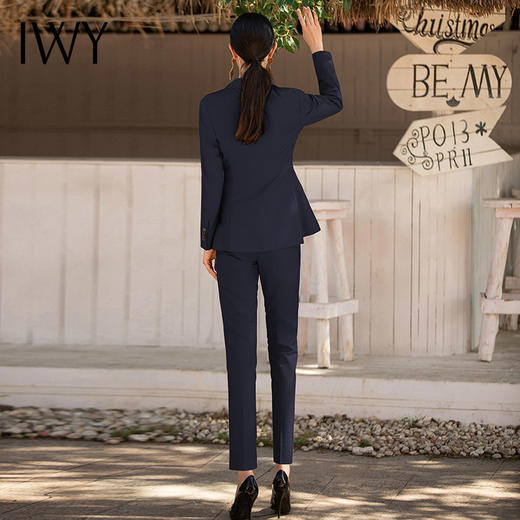IWY/秋冬季修身显瘦西装套装女蓝色西服售楼部职业装气质工装C13102+P11356 商品图3