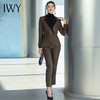 IWY/加厚毛呢西服套装棕色高级感女总裁正装女秋冬时尚拼色职业装	CP1461 商品缩略图2