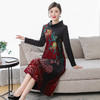 XYX5539 中年妈妈印花连衣裙2021秋冬新款女装端庄气质阔太太半高领子长裙 商品缩略图1