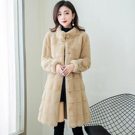 MZX-冬季加厚皮毛一体外套中长款水貂绒呢子皮大衣女