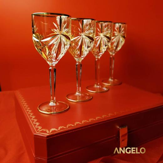 【轻奢 高档礼盒】 威尼斯手工水晶 百年匠心 复古雕花 凝聚中世纪的美 奢华礼盒鎏金红酒杯*4 商品图2