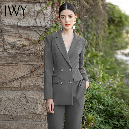 IWY/灰色加厚职业装西装正装女职业套装英伦风西服外套面试工装女 CP1344-E 商品图0
