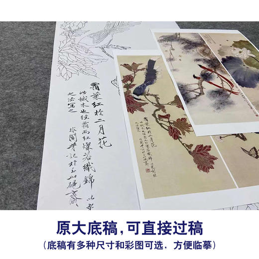 【四条屏】于非闇工笔画白描底稿《长春有喜》荷花梅花临摹勾线花鸟线稿YF89 商品图1
