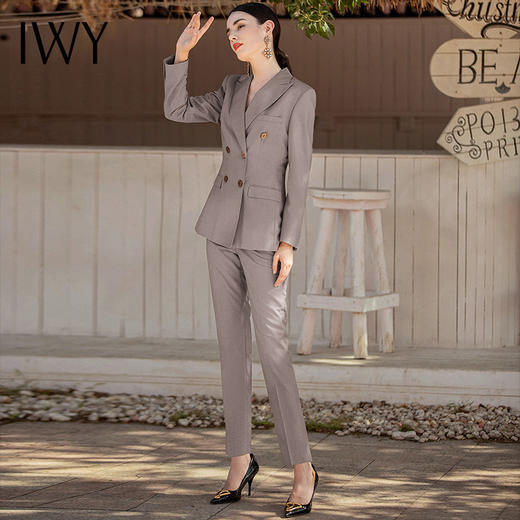 IWY/灰色西装套装裤高端商务职业装西服2021新款正装时尚工装工服	CP1340-E 商品图2