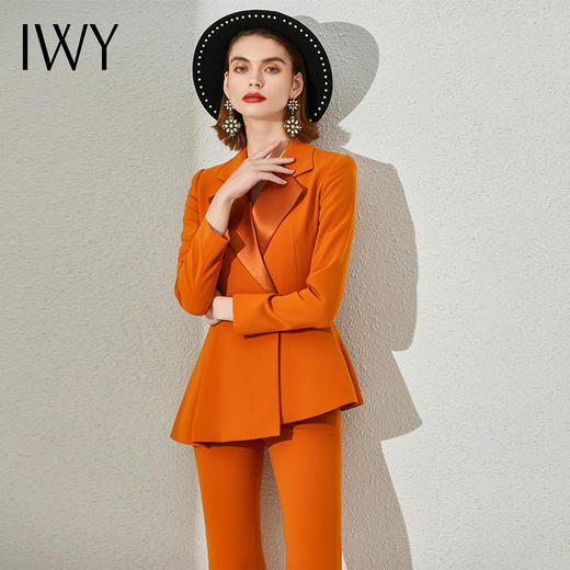 IWY/高端拼接缎面领职业西装套装女时尚气质总裁正装修身显瘦工作服	CP1393 商品图2