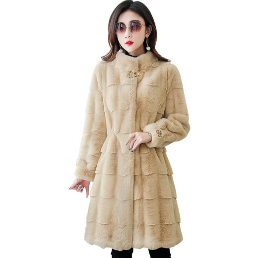 MZX-冬季加厚皮毛一体外套中长款水貂绒呢子皮大衣女 商品图4