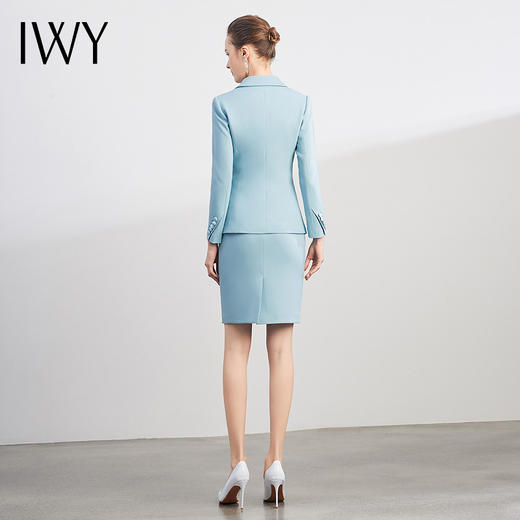 IWY/蓝色拼接领西装套裙时尚修身工作服商务通勤高端职业装气质女神范	CS1195 商品图3