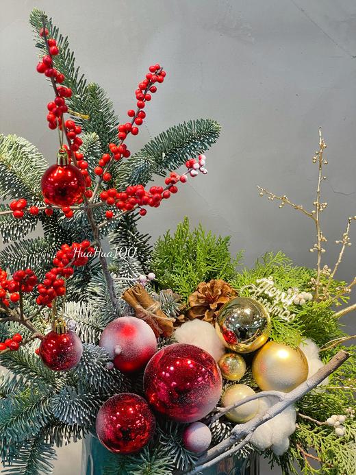 圣诞礼丨圣诞设计款插花冬青松枝棉花 商品图9