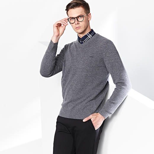 GOOD LUCK/德鲨新款百分百绵羊毛V领亲肤舒适百搭羊毛衫LR13502 商品图1