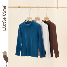 littletime女童打底衫秋冬款半高领百搭2021新款儿童加厚保暖T恤