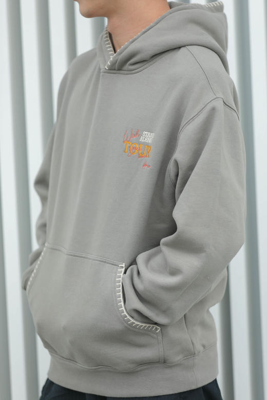 3W1561D缝线装饰帽衫卫衣 商品图2