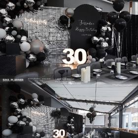 男士黑银色生日布置