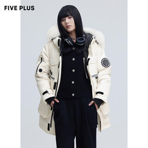 FIVE PLUS2021新款女冬装狐狸大毛领羽绒服女白鹅绒滑雪服外套2NN4334320 商品图1