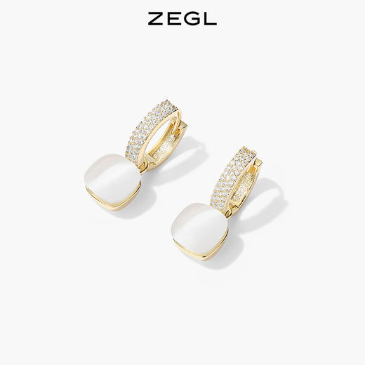 ZEGL猫眼石耳环女小众设计感高级耳扣耳钉ins风韩系复古秋冬耳饰 商品图3