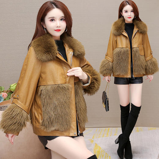 YWE  A2445加厚保暖高档PU皮白鸭绒羽绒服外套 商品图0