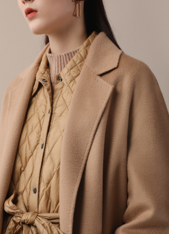 宝卡纳纯羊绒经典水波纹大衣