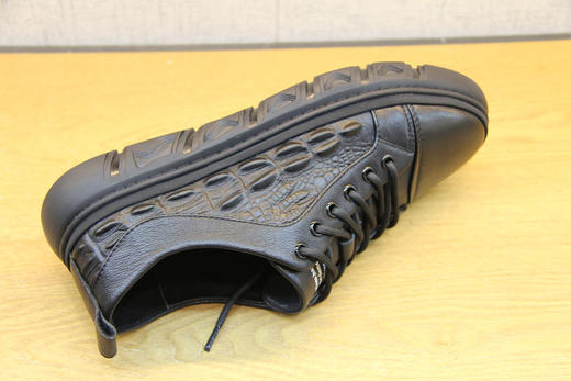 豪行秋款10359891潮流英伦男士板鞋时尚百搭黑鞋鳄鱼纹真皮休闲鞋 专柜正品 商品图4