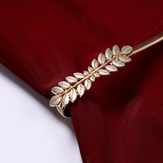 上海旗袍厂WD-W254旗袍裙大码遮肚礼服婚宴婚庆酒红连衣裙 商品图2