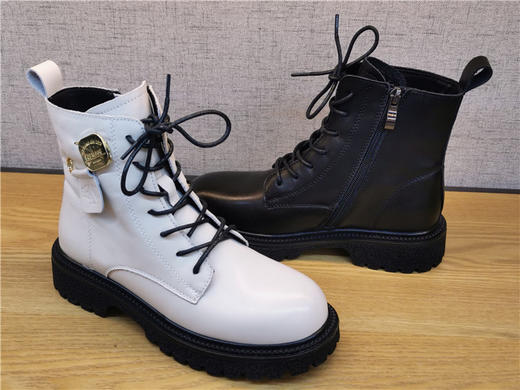 2021豪行秋季新款正品真皮马丁靴百搭英伦侧拉链女单靴213X62889 商品图3