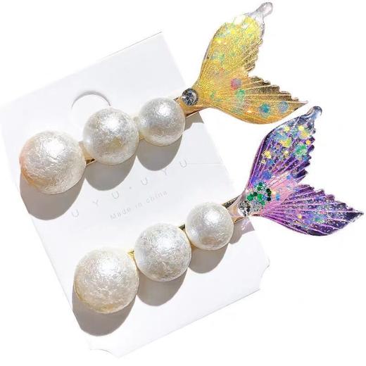 韩国网红珍珠发夹一字夹儿童卡通可爱美人鱼夹子头饰女童发卡发饰 商品图7