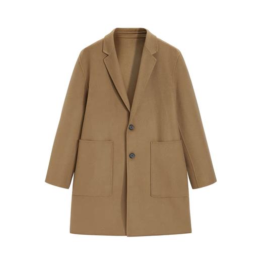 太平鸟男装卡其色毛呢羊毛大衣中长款外套B1AAB4304 商品图0