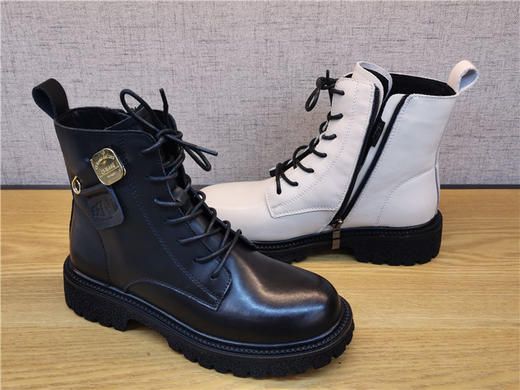 2021豪行秋季新款正品真皮马丁靴百搭英伦侧拉链女单靴213X62889 商品图4