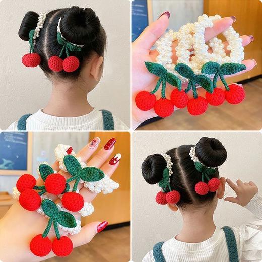 女童毛绒樱桃发圈新款不伤发弹性好小女孩发饰韩国网红头绳 商品图0