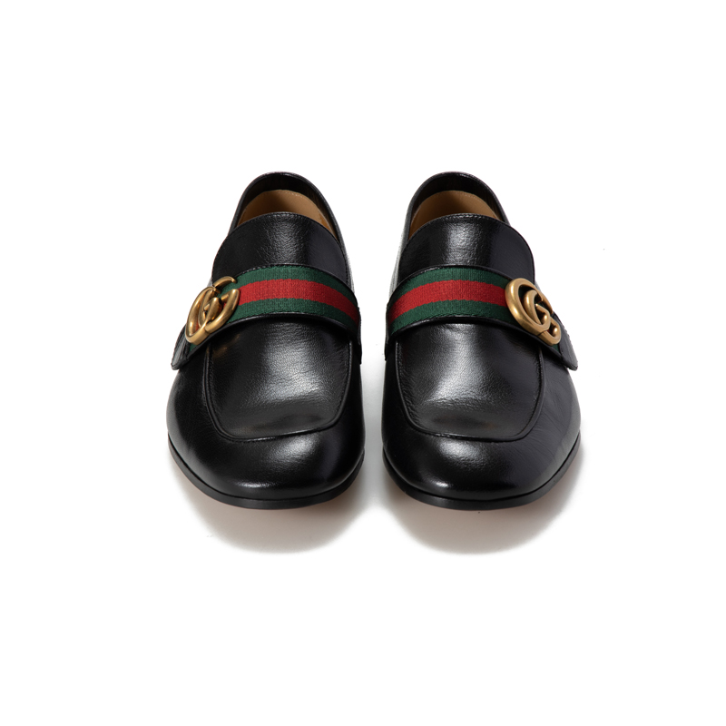 gucci 古驰 男士双g黑色牛皮商务休闲皮鞋