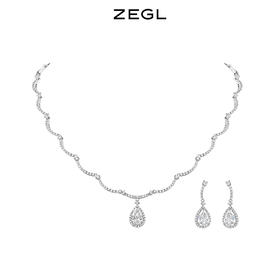 ZEGL高奢系列水滴项链女小众锁骨毛衣链耳环925银针秋冬耳饰套装